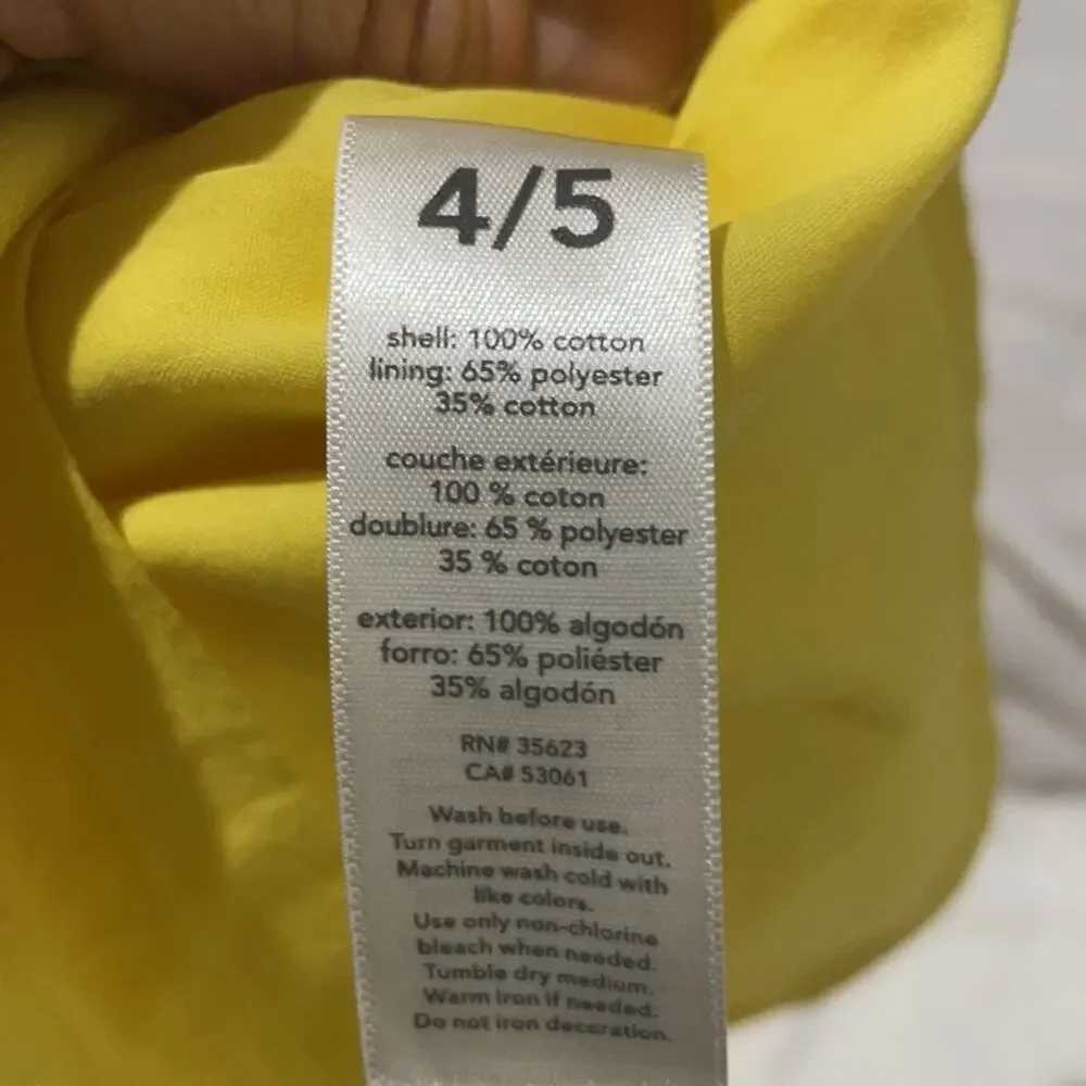 Carters 4/5 lemon yellow 💯 cotton lined blouse NWT perfect